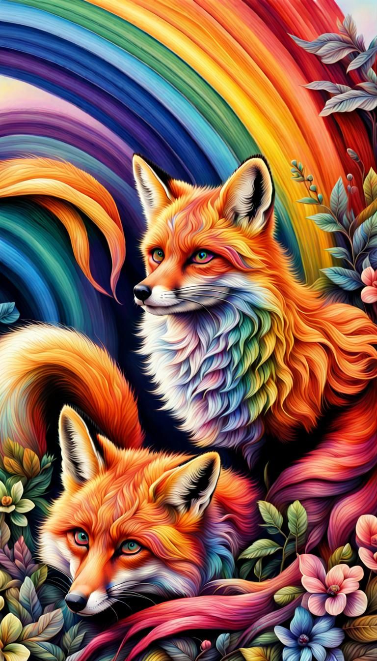 The Rainbow Fox - AI Generated Artwork - NightCafe Creator