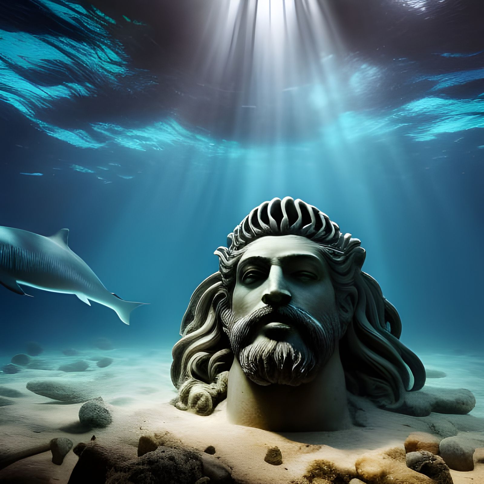 Undersea Statue of Poseidon AI Generated Artwork NightCafe Creator