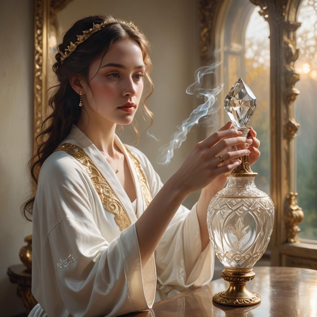 Girl with Diamond in Ethereal Light Painting