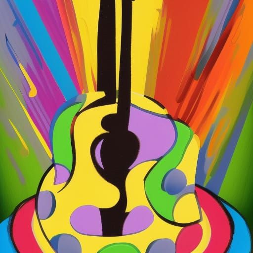 Guitar birthday party cake candles guitar AI Generated Artwork