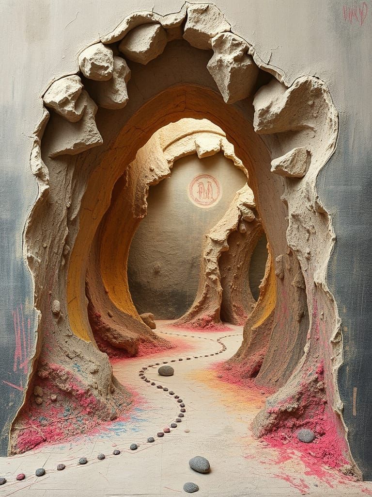 Surrealist Industrial Abstract with Chalk Dust