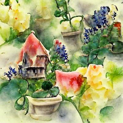 Cottage garden watercolor