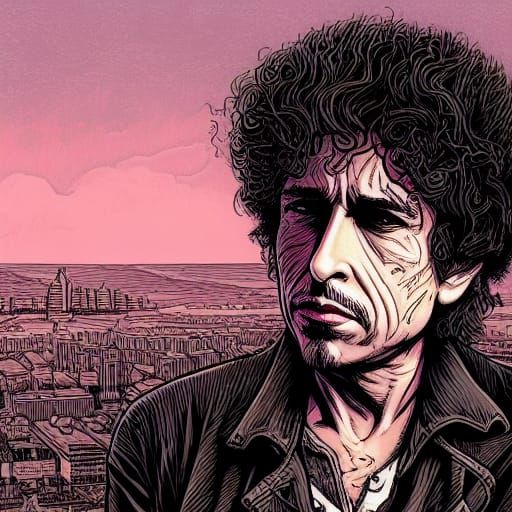 Bob dylan Mark Brooks and Dan Mumford, comic book art, perfe...