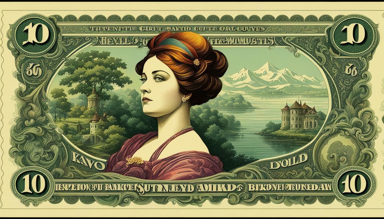 Tempting image of a curvy lady color banknote Art