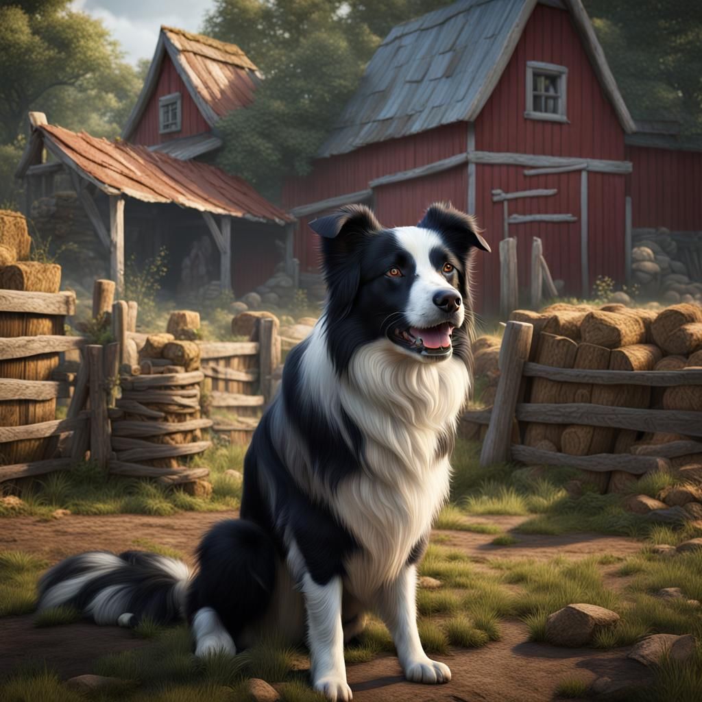 Border collie, barnyard