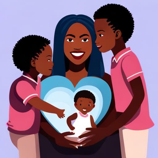 Gorgeous African American woman with twin boys and a girl su...