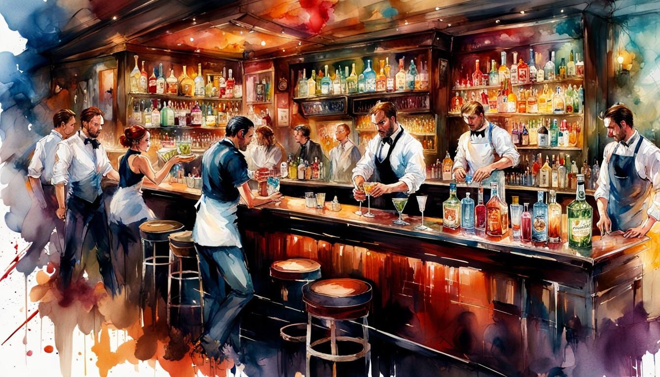 Cocktail Hour - waterclour  by @artsho