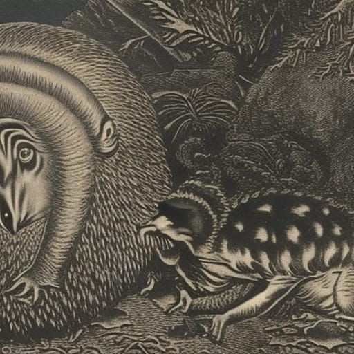 A predatory hedgehog drags the body of a noble androgynous v...
