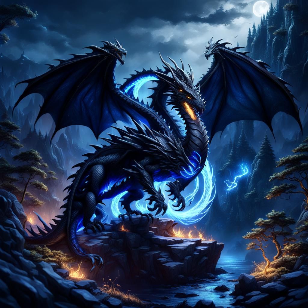 Blue Abyss Dragon - AI Generated Artwork - NightCafe Creator