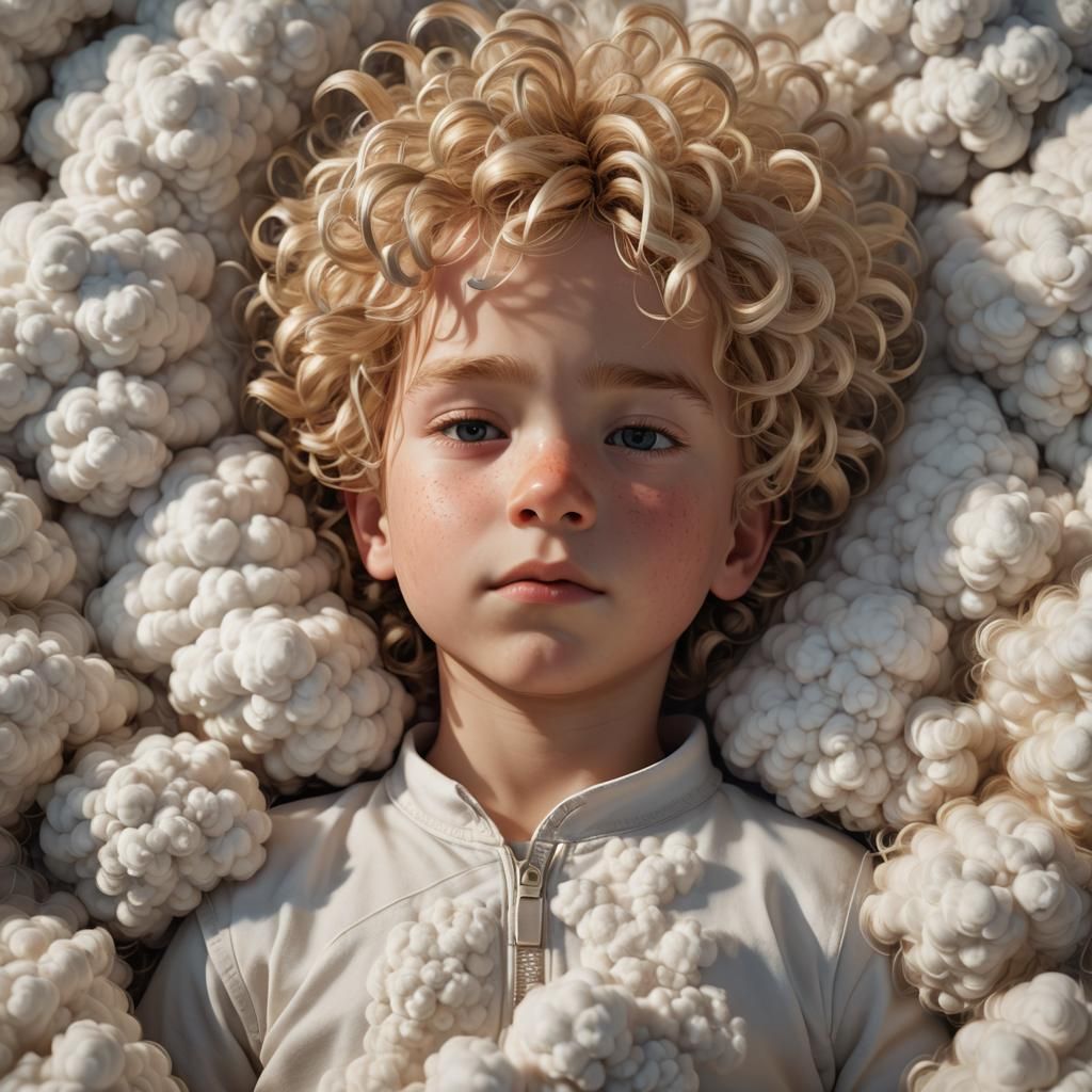 Toddler Sleeping in Clouds: 3D Game Art