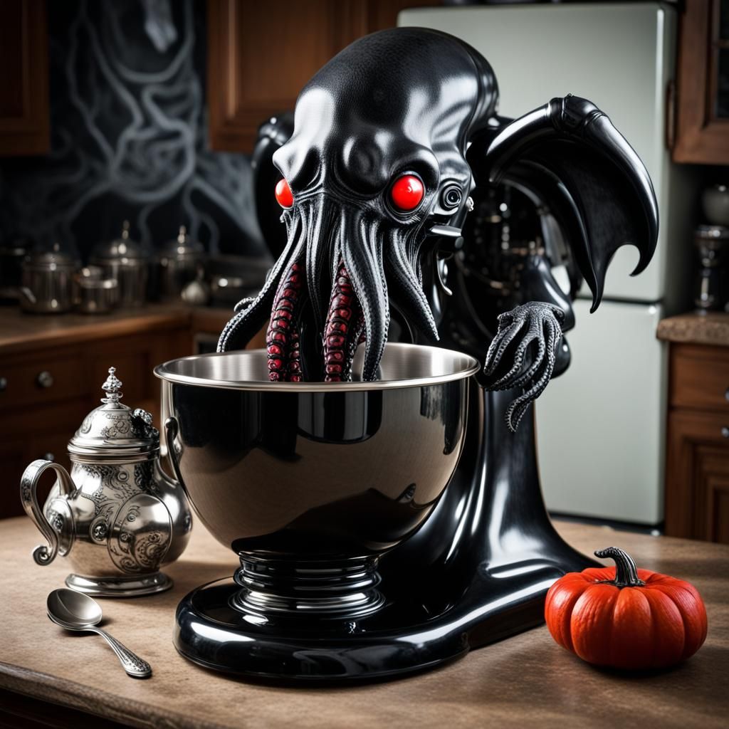Dark Cthulhu KitchenAid for Spooky Cooking  by @Asmodina_Devruhadabra
