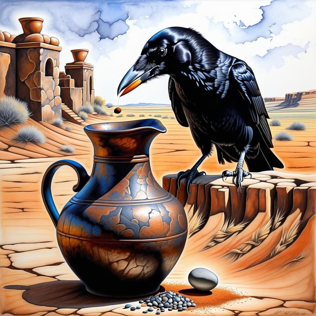 Aesop's Fables: The Crow and the Pitcher  by @Skye Bloodcrow
