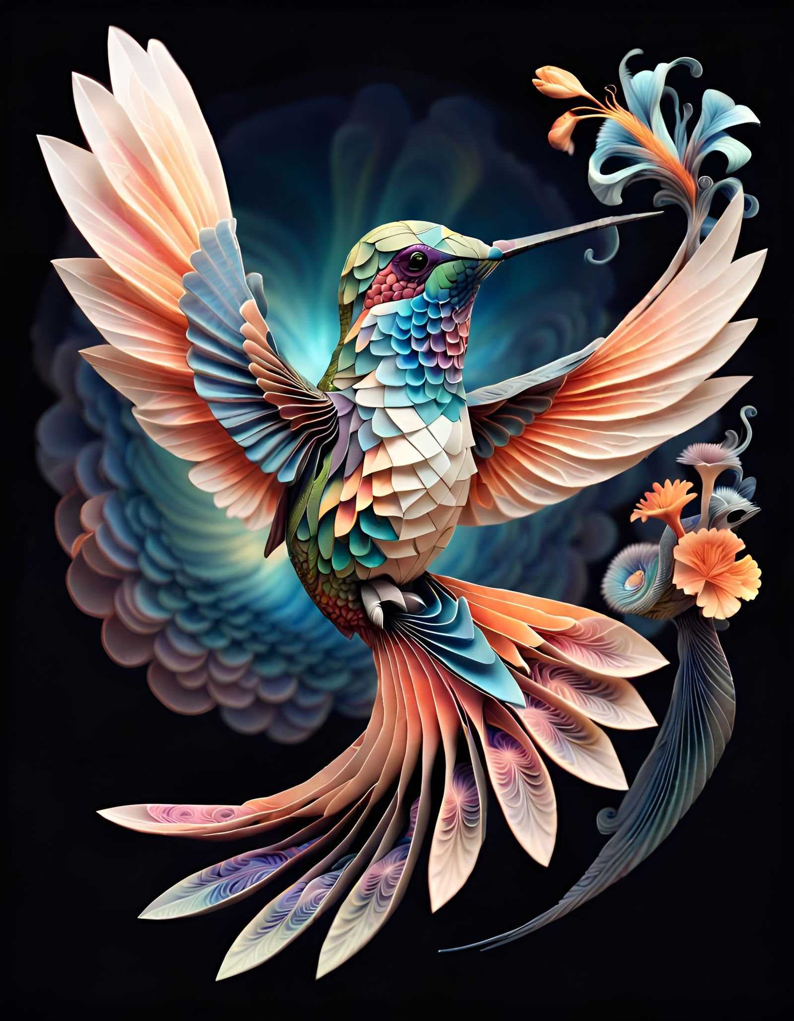 Origami Hummingbird in Flight  by @Eka