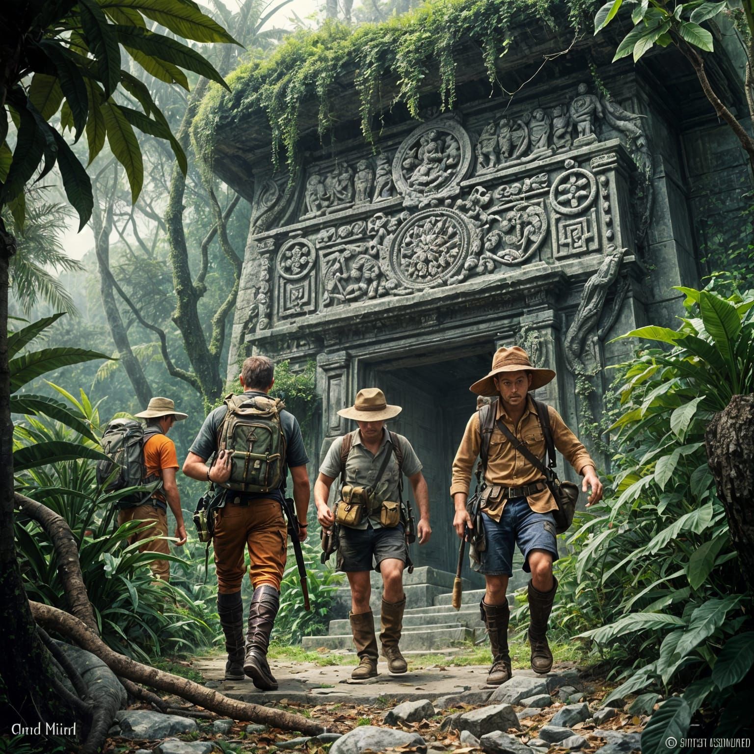 **Prompt:**

"Create a vivid and immersive scene featuring a group of bold explorers who have ventured ...  by @NACHO88