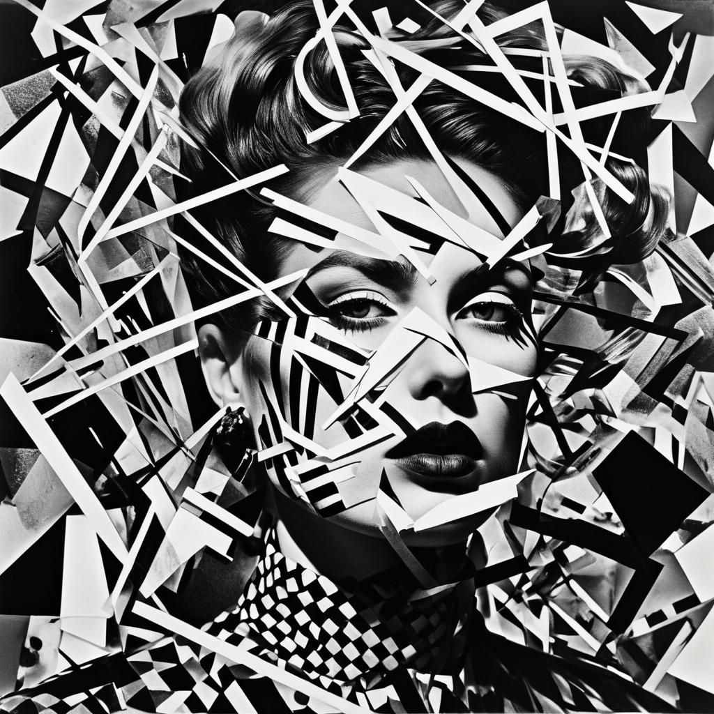 Create a black and white photogram-style image inspired by a...