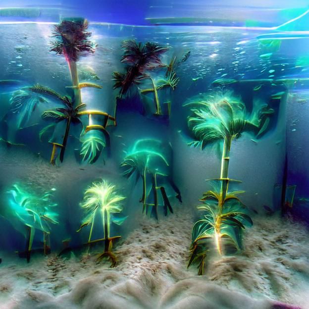 Underwater palm trees
