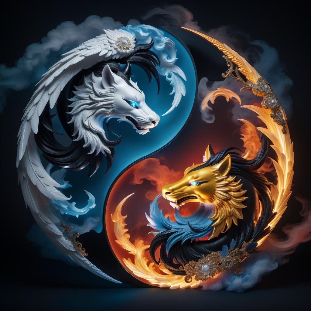 yin and yang as Ice and fire