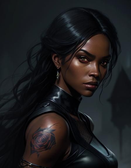 Black beautiful woman roses,8k resolution concept art portre...