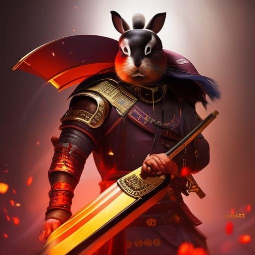 cute bunny samurai; a masterpiece, 8k resolution, dark fantasy concept ...