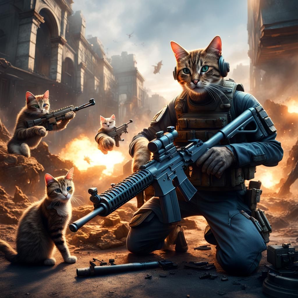 Cats in a war - AI Generated Artwork - NightCafe Creator