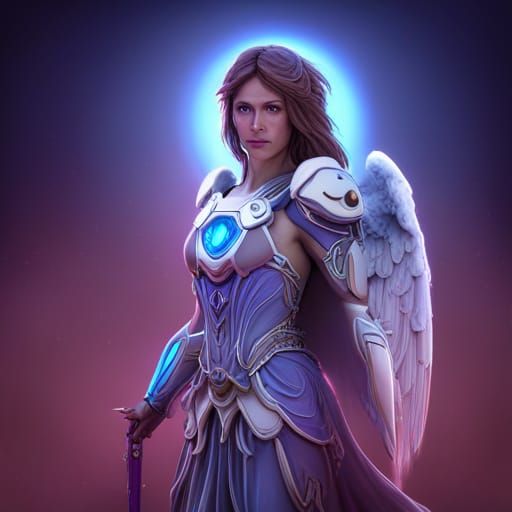 a photo of 8k ultra realistic archangel with 6 wings, full b...