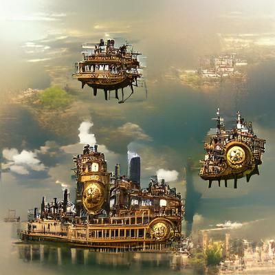 Floating steampunk city