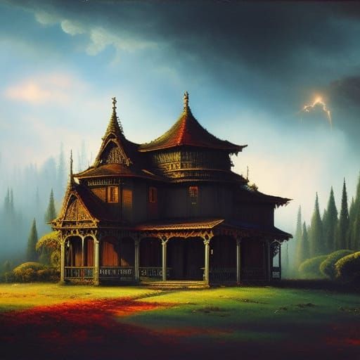 Haunted house ;

triadic colors ; light and shadows

; as pa...