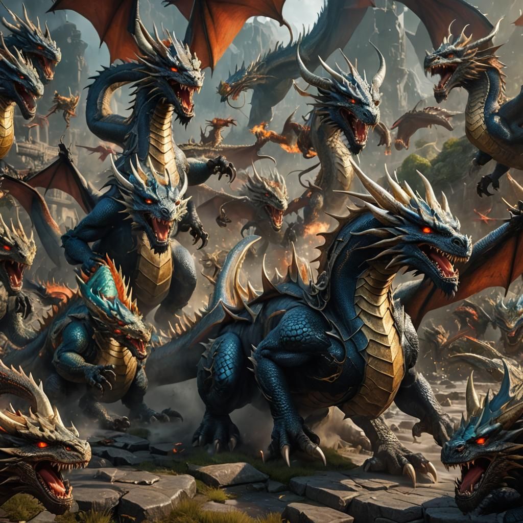 4000 dragons fighting