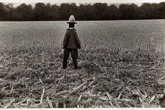 Scarecrow in abandoned field