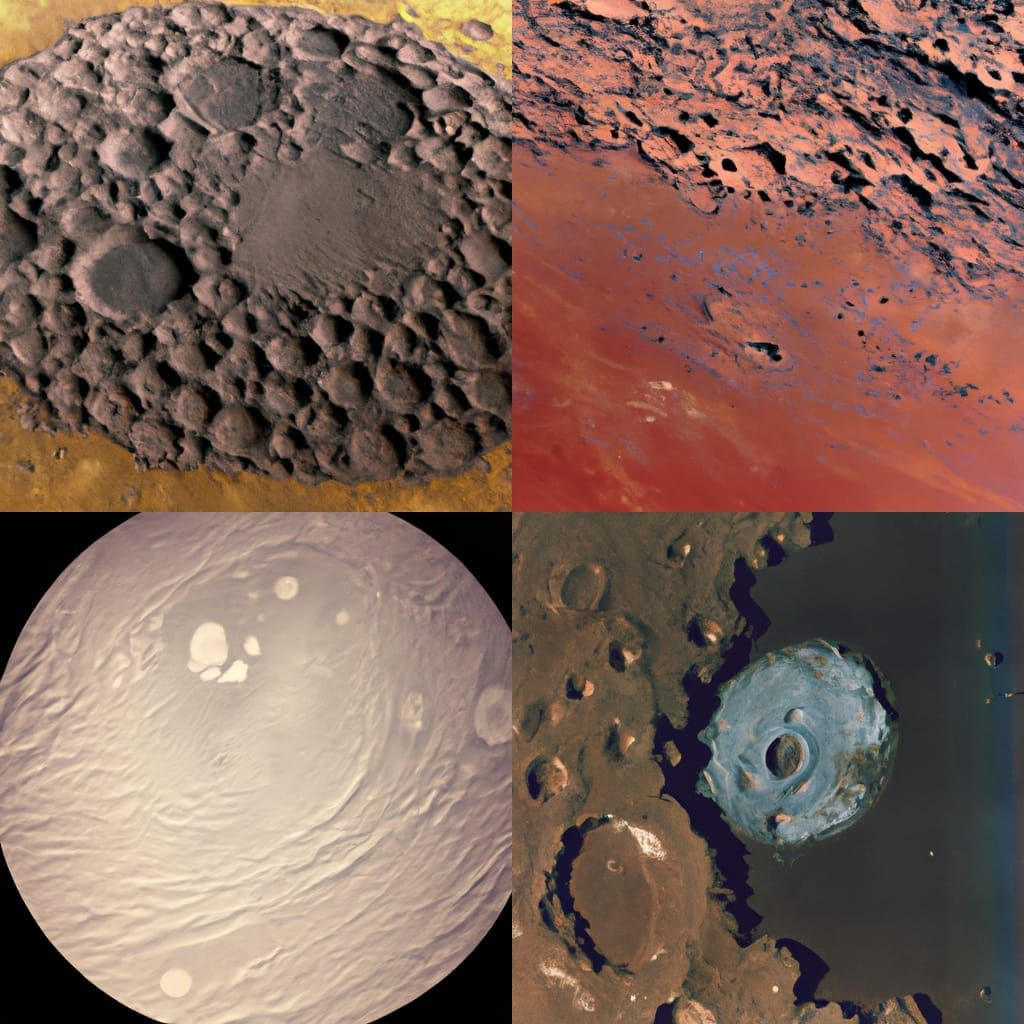 Satellite photograph, heavily cratered earth-like planet