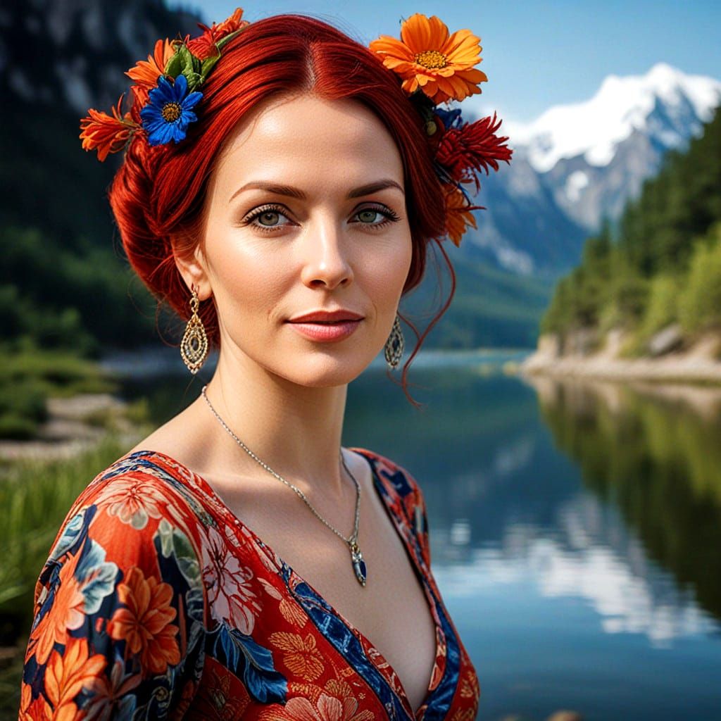 Vibrant Hyperrealistic Portrait of a Confident Lady