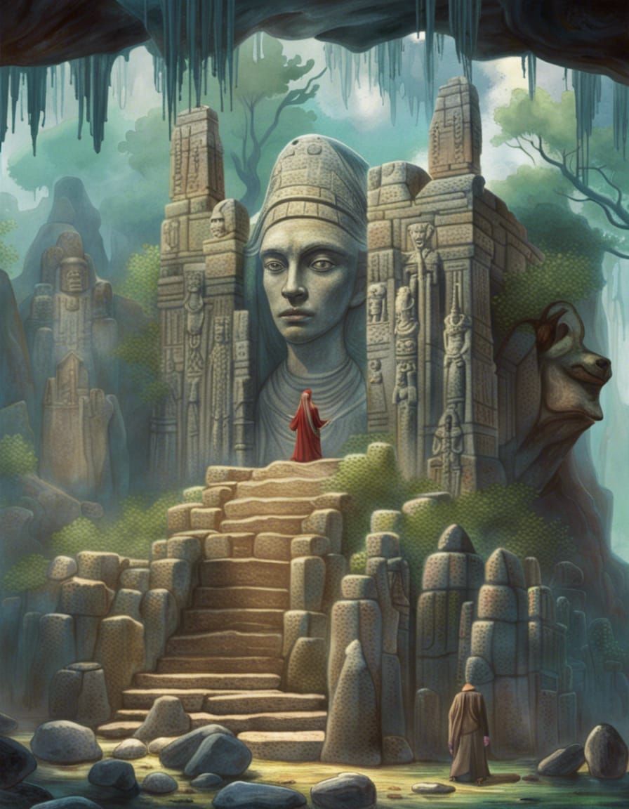 a neophyte priestess prepares herself to enter the inner cen...