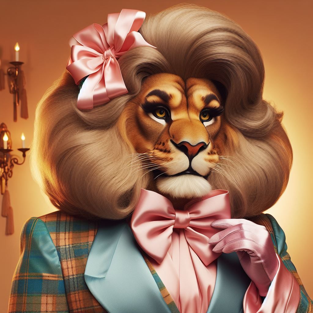 Pink Tartan Anthropomorphic Lion