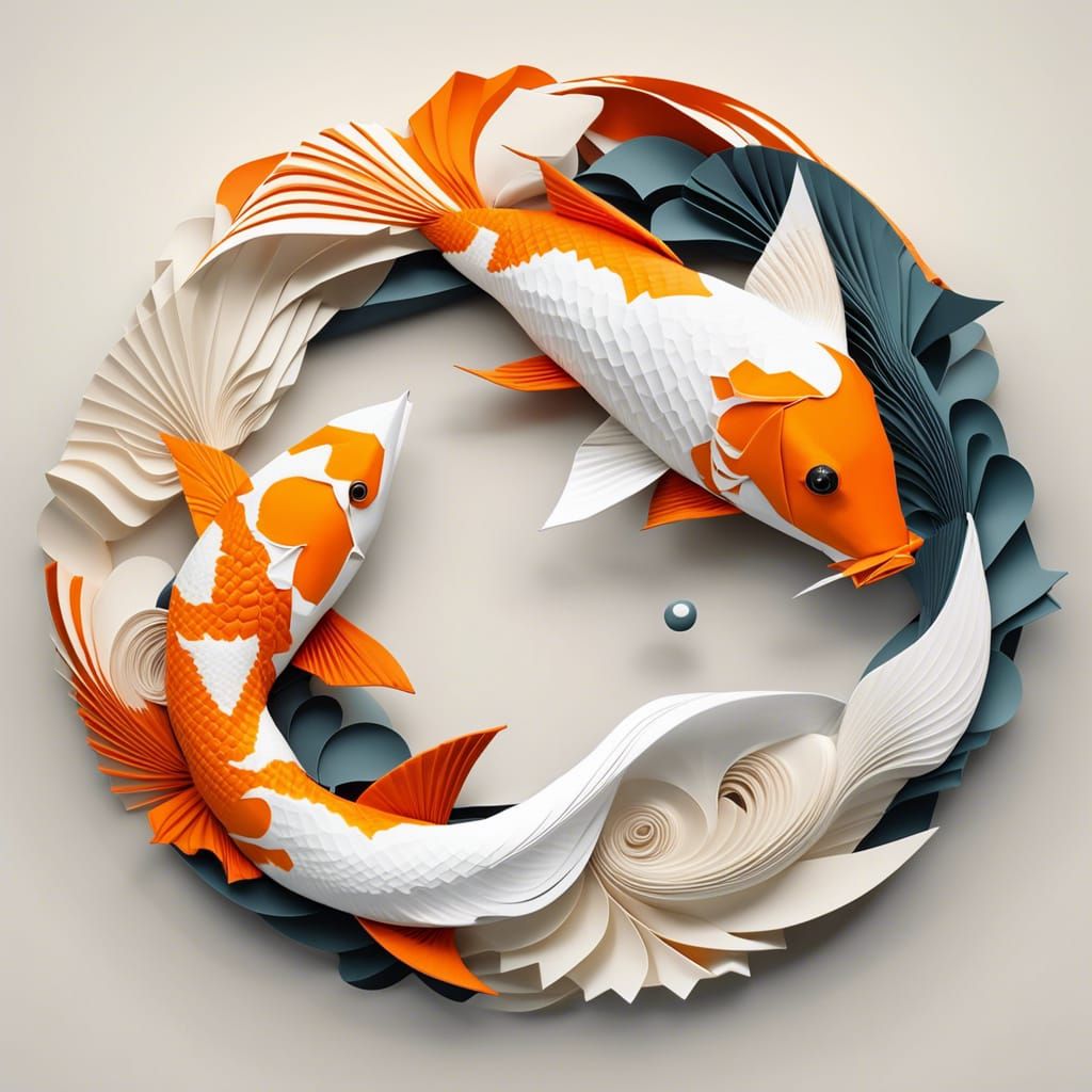 origami yin and yang koi  by @Gerda Salvrana