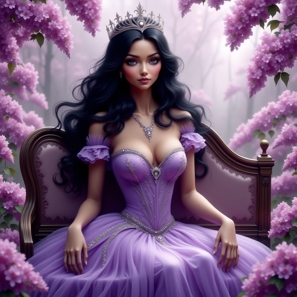 Regal Gothic Punk Queen in Enchanted Lilac Garden