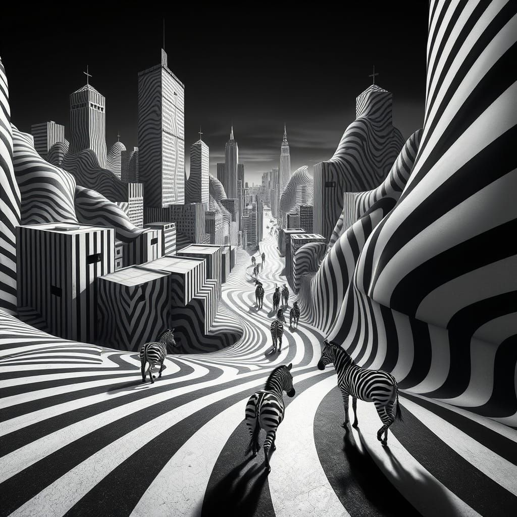 Zebras in a striped city  by @Matt