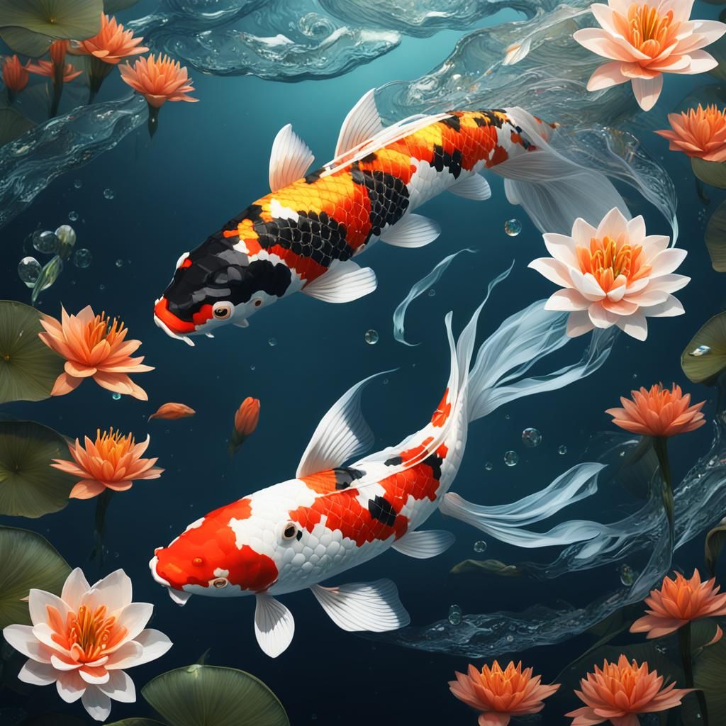 lily-covered koi <3