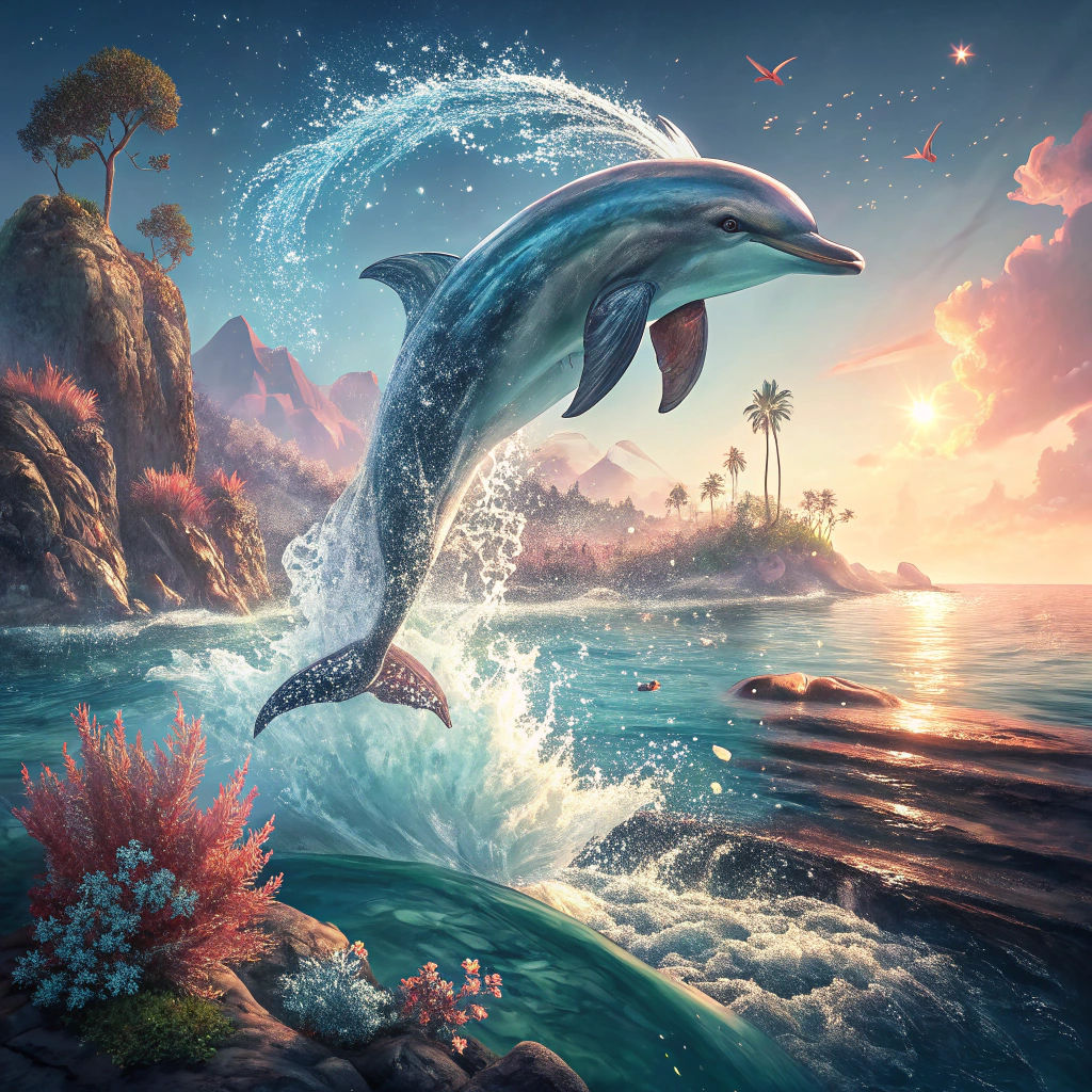 Dolphin Leaping: A Hyper-Realistic Aquatic Vision