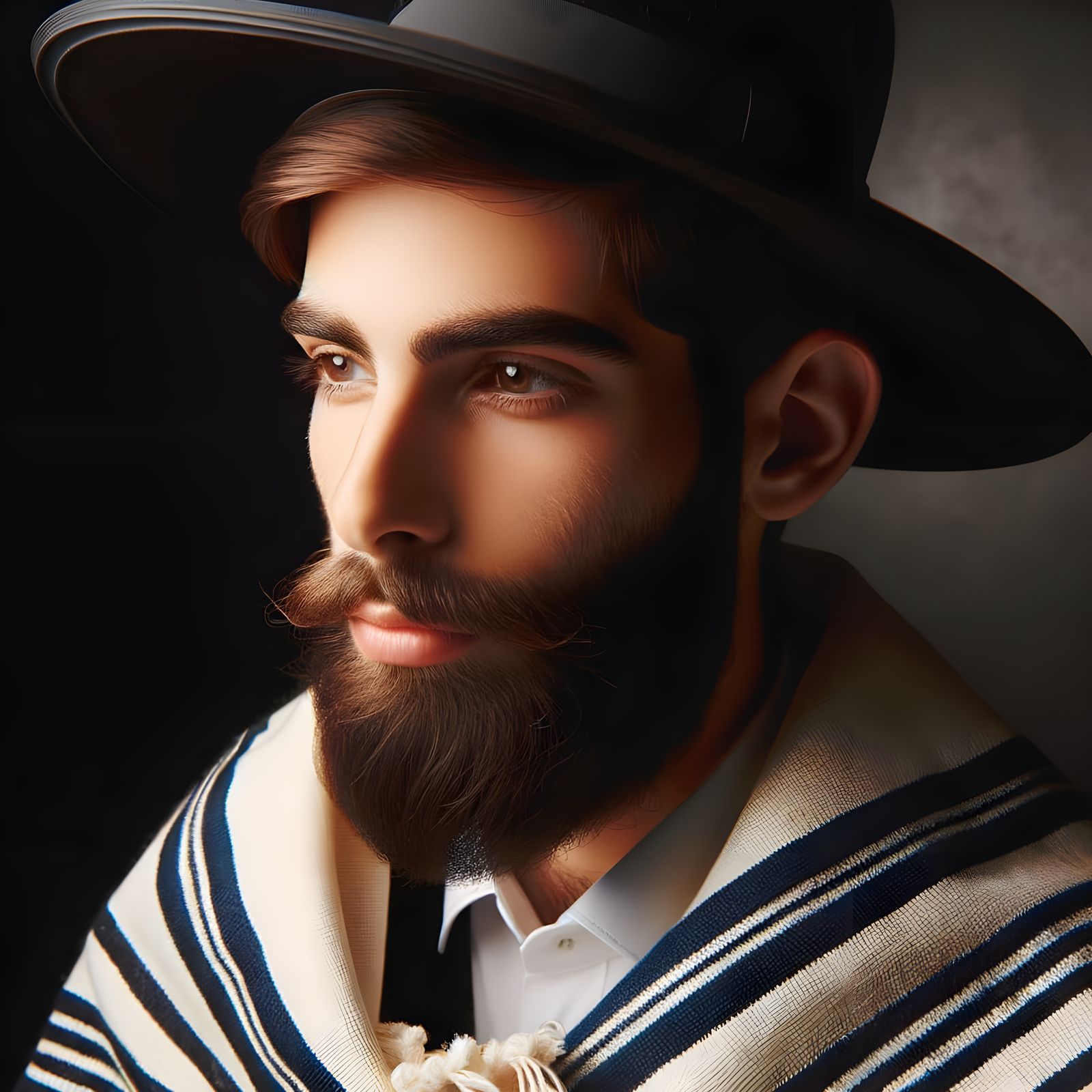 Traditional Jewish Man in Prayer Shawl