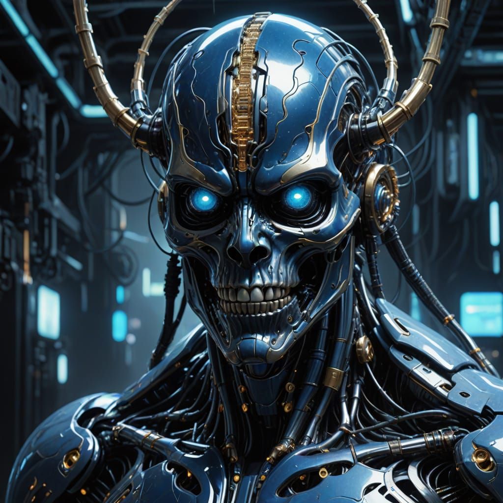 Cyborg Alien Portrait in 3D Anime Style