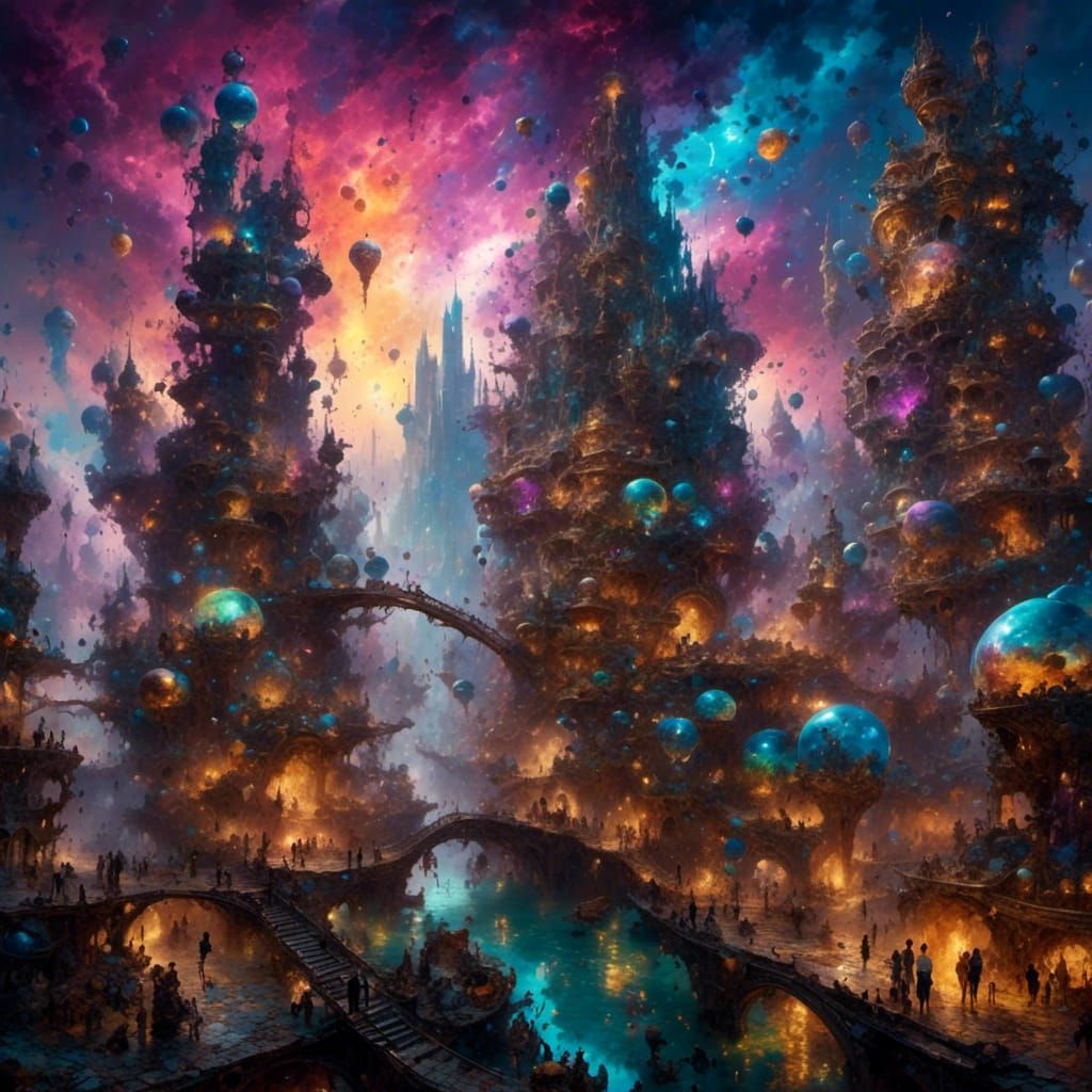 <lora:PurpleFantasy:1.0> Cityscape, in the style of neon-inf...