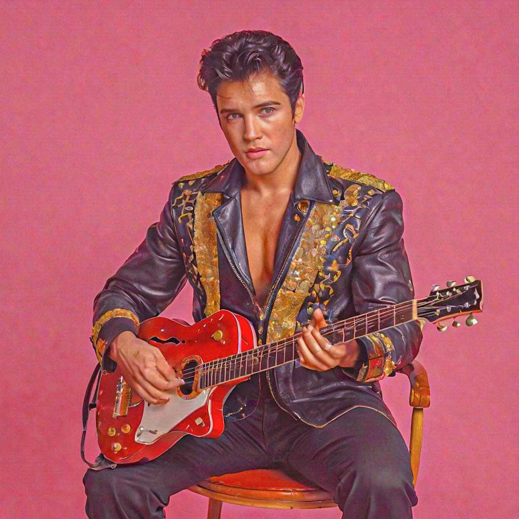 Elvis Presley in Pink Portrait, 1968 Comeback Special Concer...