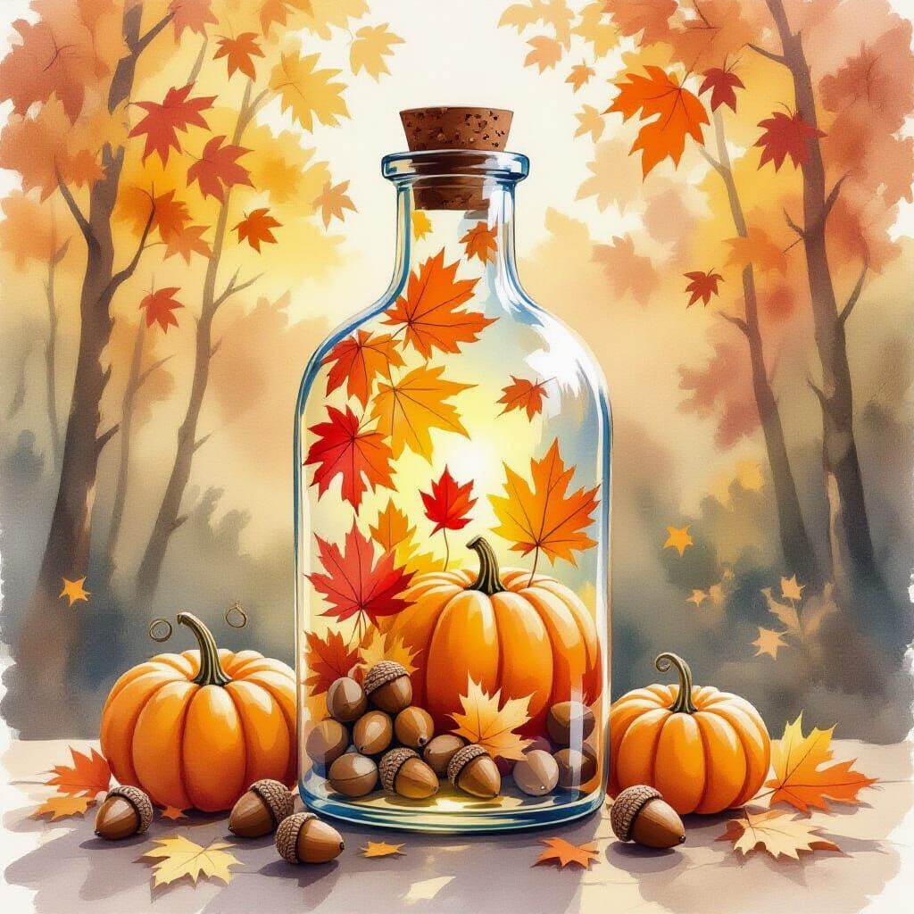 Autumn Beauty Captured in a Glass Bottle