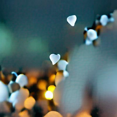 bokeh thousands of white hearts