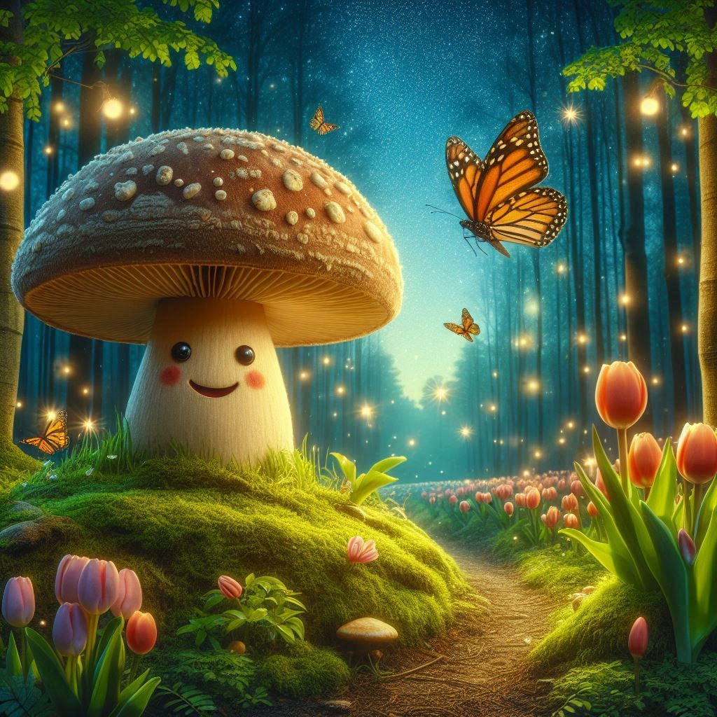 happy woodland mushroom