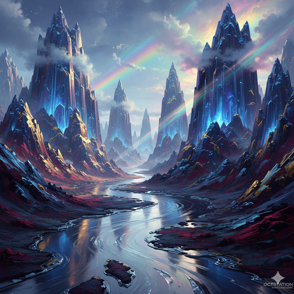 Epic Liquid Crystal Mountains Gemini 2.5