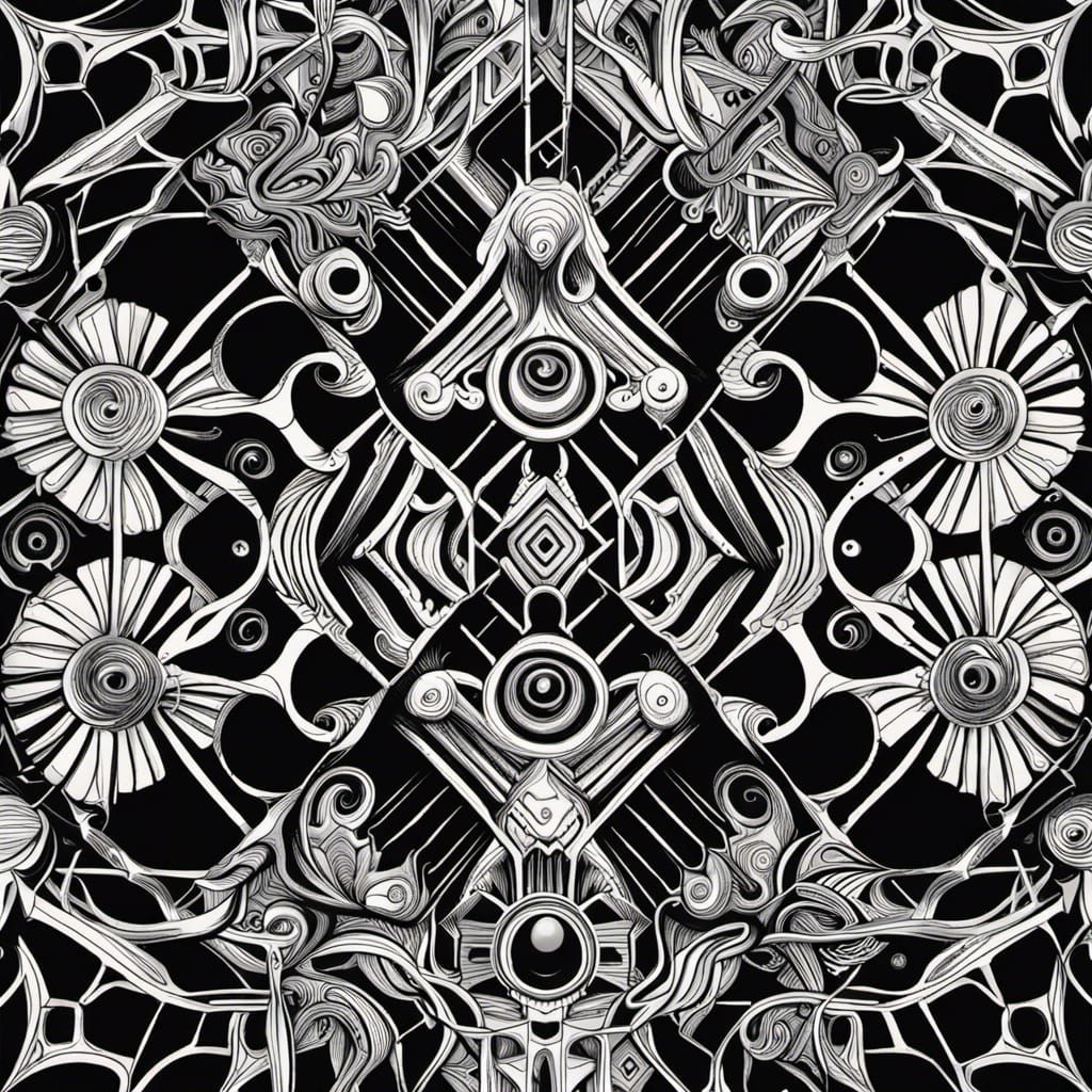Abstract b&w doodle art 04aug23