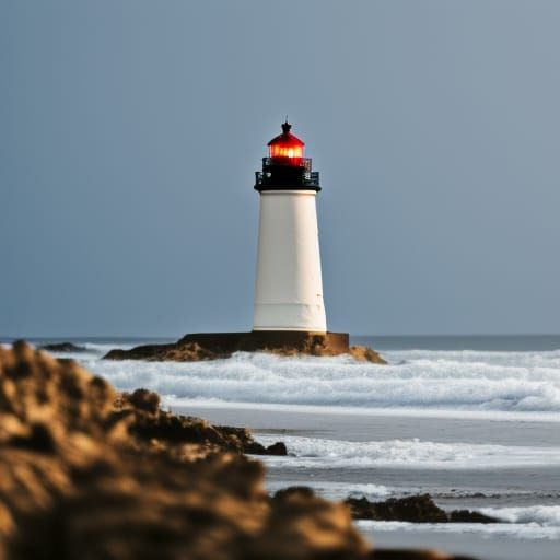 A lighthouse looming over the beach