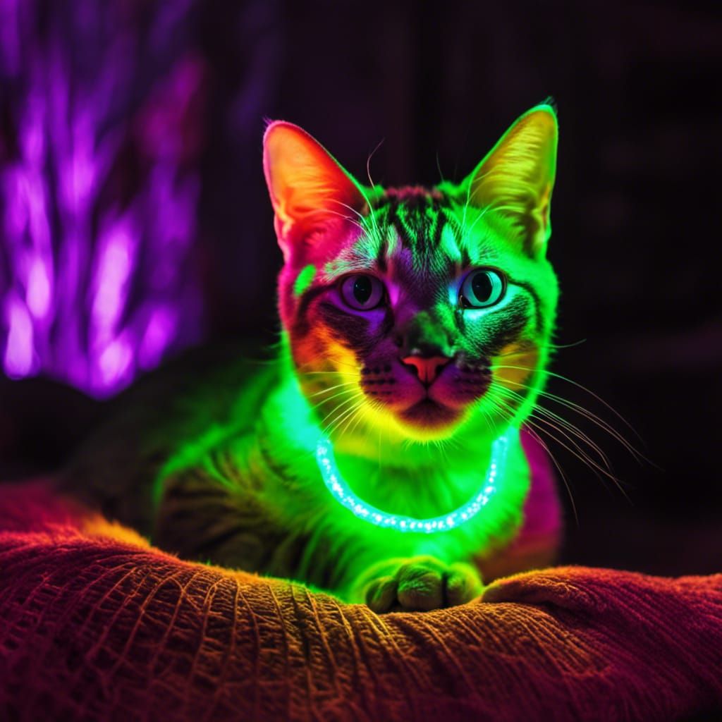 Black Light Kitties (rave cat variant) - AI Generated Artwork ...