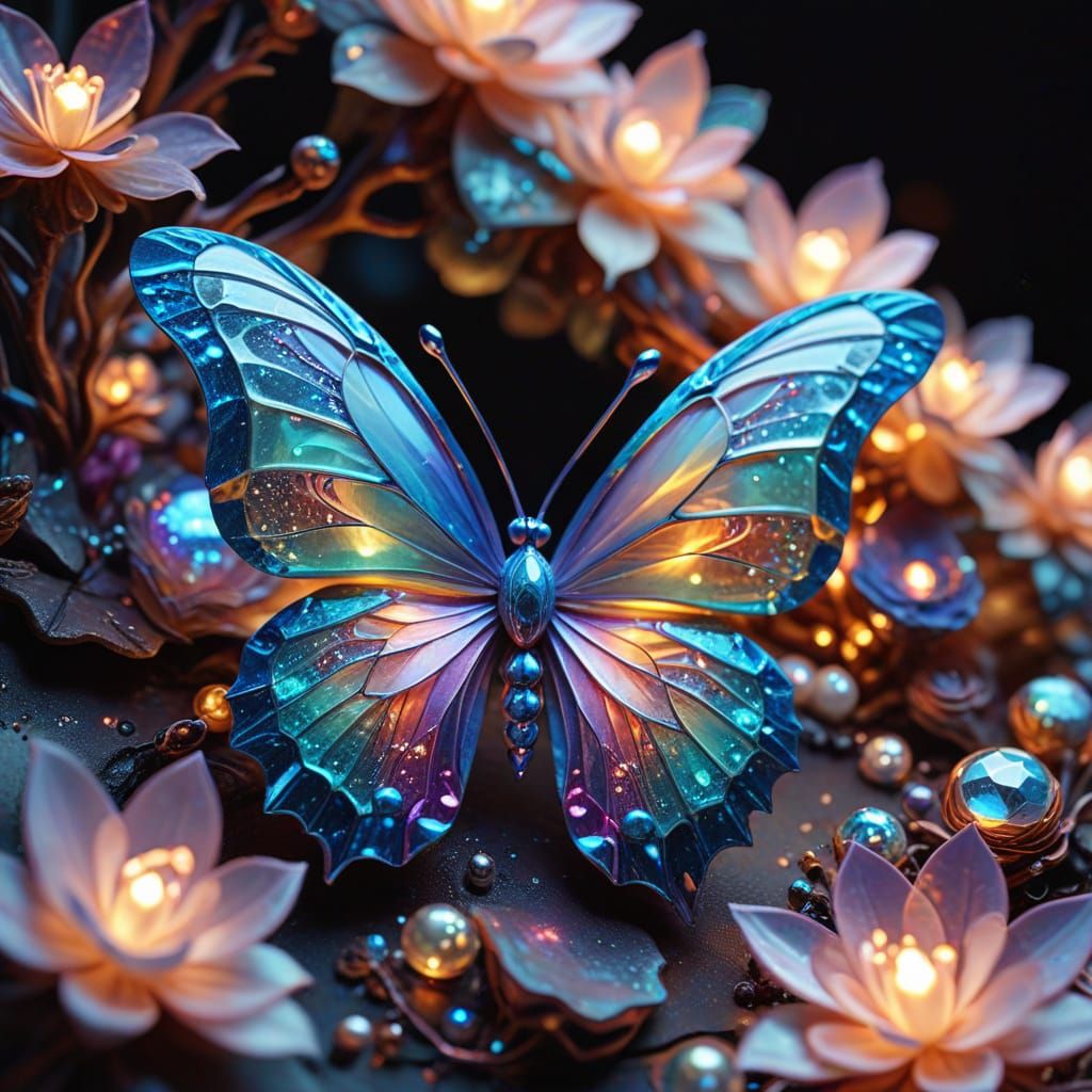 Ethereal Origami Butterfly in Iridescent Splendor